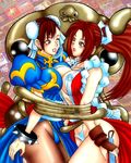  2girls blush breasts capcom chun-li cleavage crossover erect_nipples fatal_fury king_of_fighters large_breasts mars_people metal_slug multiple_girls panties patricia_segovia sergevirusx shiranui_mai snk street_fighter tentacle underwear wink 