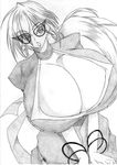  artist_request basquash! bracelet breasts cleavage cleavage_cutout dress earrings gigantic_breasts greyscale haruka_gracia jewelry long_hair monochrome solo sunglasses 