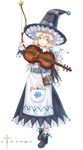  blonde_hair blue_eyes hat instrument long_hair original sabamu solo violin witch_hat 