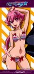 absurdres arm_up artist_request bikini bow_bikini bracelet breasts cleavage contrapposto copyright_name cowboy_shot halter_top halterneck highres jewelry logo looking_at_viewer medium_breasts navel not_for_sale open_mouth shishidou_akiha solo sora_wo_kakeru_shoujo standing swimsuit 