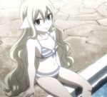  1girl bikini blonde_hair fairy_tail green_eyes mavis_vermilion swimsuit water 