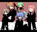  bad_id bad_pixiv_id business_suit closed_eyes formal glasses hairband iinchou_(trouble_spirit) kori_(trouble_spirit) multiple_girls necktie one_eye_closed original pant_suit ribbon sawatari_miko sawatari_riko suit take_shinobu tiko_(trouble_spirit) yokomiya_satsuki 