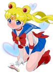  back_bow bishoujo_senshi_sailor_moon blonde_hair blue_eyes blue_sailor_collar blue_skirt blush boots bow choker double_bun earrings elbow_gloves gloves jewelry kawasaki_kazuhiko knee_boots long_hair magical_girl moon_stick red_bow red_choker sailor_collar sailor_moon sailor_senshi_uniform skirt solo tiara tsukino_usagi twintails white_gloves 