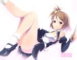  bad_id bad_pixiv_id brown_hair character_name dream_c_club dream_c_club_(series) hair_cubes hair_ornament kawa_akira mary_janes pom_pom_(clothes) setsu_(dream_c_club) shoes side_ponytail socks solo white_legwear 