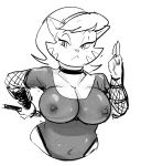 2019 anthro big_breasts breasts choker cleavage clothed clothing dbaru domestic_cat felid feline felis female fishnet frown half-closed_eyes leotard looking_at_viewer mammal mature_female monochrome mrs._katswell navel nickelodeon ninja nipples pose sketch solo standing t.u.f.f._puppy tight_clothing translucent 