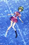  absurdres afloat aizawa_sumie amachi_matsuri boots comp_h's from_above green_eyes green_hair hairband highres legs non-web_source official_art pool school_uniform shoes short_hair single_shoe skirt solo thighhighs water wet wet_clothes yotsunoha 