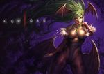  animal_print bat_print breasts chrisnfy85 cleavage demon_girl green_eyes green_hair head_wings heart large_breasts long_hair morrigan_aensland pantyhose print_legwear solo succubus vampire_(game) wings 