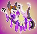  2019 anthro blood candy_gore canid canine chibi digital_media_(artwork) dismemberment fox goo_(disambiguation) gore grumpy_griffin_creations_(artist) looking_at_viewer male mammal nude open_mouth simple_background smile solo tongue 