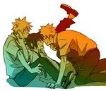  ^_^ artist_request blonde_hair blush clone clones clothed eyes_closed grab grabbing group_sex legs_held_open lowres male male_focus naruto necktie open_clothes open_shirt restrained sex shirt smile spread_legs sweatdrop threesome tie uchiha_sasuke undressing uzumaki_naruto yaoi you_gonna_get_raped 