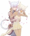  animal_ears blonde_hair blue_eyes blue_hair breast_grab breasts camisole cat_ears cat_tail dark_skin final_fantasy final_fantasy_xiv grabbing highres medium_breasts miqo'te multiple_girls short_hair tail takatsuki_kahiro yuri 