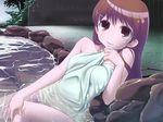  brown_hair monmari onsen original solo towel water 