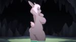  2019 2d_animation animated anthro bathing big_breasts breasts butt cave eyewear female hair lagomorph mammal nipples nude omegaozone partially_submerged pool_(disambiguation) rabbit slightly_chubby smile solo thick_thighs water wet 