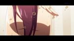  animated animated_gif ass bakemonogatari long_hair lowres monogatari_(series) purple_hair senjougahara_hitagi solo spanking wet 