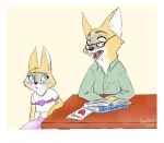  3_toes 4_fingers aliya_sari_(readerno31142) anthro blush canid canine cub disney fan_character female fox francesca-ictbs fur gold_fur green_eyes inner_ear_fluff male mammal sex_education toes white_fur yellow_eyes young zootopia 