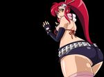  ass belt bikini_top breasts elbow_gloves gloves hair_ornament highres huge_ass large_breasts long_hair moeshino panties ponytail red_hair scarf sideboob solo tengen_toppa_gurren_lagann thighhighs underwear wallpaper yellow_eyes yoko_littner 