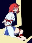  barefoot bdsm bit_gag bondage bound gag gagged hand_behind_back little_witch_academia red_eyes red_hair red_rope rope shiny_chariot 