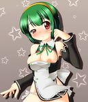  breast_slip breasts bursting_breasts cleavage cosplay dream_c_club dream_c_club_(series) futaba_riho futaba_riho_(cosplay) green_hair hairband idolmaster idolmaster_(classic) large_breasts masatu nipple_slip nipples one_breast_out otonashi_kotori panties red_eyes short_hair side-tie_panties solo underwear 