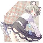  animal_ears ass grey_hair jewelry jikunyaga looking_back mouse mouse_ears mouse_tail nazrin no_panties pendant red_eyes short_hair skirt skirt_lift skirt_pull solo tail touhou 