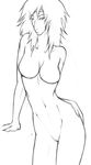  1girl absurdres bandana bandanna breasts female highres monochrome naked nude simple_background sketch solo toned 