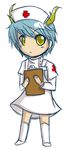  .hack//g.u. 1girl chibi clipboard genderswap horns la-blanc lowres nurse sketch solo zelkova_(.hack//) 