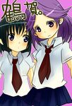  blush kajiki_yumi multiple_girls necktie purple_hair saki touyoko_momoko 