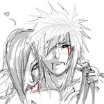  artist_request bite biting blood jiraiya lowres monochrome nail_polish naruto orochimaru 