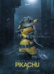  2017 ash_ketchum belt bosslogic clothing crossed_arms detailed_background detective_pikachu english_text fedora footwear grainy hat magnifying_glass missing_poster newspaper nintendo open_jacket pikachu pok&eacute;mon pok&eacute;mon:_detective_pikachu pok&eacute;mon_(species) poster red_cheeks serious shoes snow snowing standing street text video_games yellow_body 