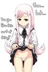  blouse blush bow date_(senpen) frills lowleg lowleg_panties lucy_maria_misora panties pink_eyes pink_hair skirt skirt_lift thigh_gap thighs to_heart_2 translated underwear white_panties 