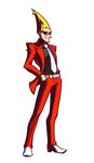  absurdres blonde_hair ghost_trick highres male_focus official_art pants red_pants sissel solo sunglasses 