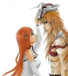  black_sclera bleach blood ichigo ichigo_kurosaki inoue inoue_orihime kurosaki kurosaki_ichigo long_hair mask orange_hair orihime orihime_inoue shirosaki_hichigo 