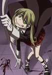  blonde_hair crazy crazy_eyes crazy_maka gloves green_eyes insane lowres maka_albarn skirt smile soul_eater twin_tails twintails 