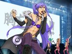  blue_eyes bra hatsune_miku kamui_gakupo lingerie long_hair male male_focus megaphone nail_polish painted_nails purple_hair underwear vocaloid 