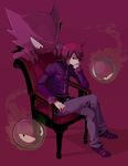  alternate_costume bad_id bad_pixiv_id black_eyes gastly gen_1_pokemon haru_(spr) haunter male_focus pokemon pokemon_(creature) pokemon_(game) pokemon_hgss purple red_hair silver_(pokemon) sitting 