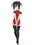  :o alternate_costume bad_id bad_pixiv_id black_hair black_legwear blush brown_eyes china_dress chinese_clothes covering covering_crotch double_bun dress embarrassed full_body gotounoriji k-on! legs nakano_azusa open_mouth pumps red_dress short_twintails solo standing thighhighs transparent_background twintails v_arms 