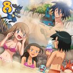  2girls :d :o ^_^ ahoge alternate_breast_size arlon_(pokemon) back bangs bikini black_hair blue_eyes blue_sky blush body_blush breasts brown_hair cleavage cliff closed_eyes clothed_female_nude_male cloud corphish crossed_arms crystal day drooling dutch_angle embarrassed flashback gen_1_pokemon gen_3_pokemon gen_4_pokemon gradient hair_between_eyes happy haruka_(pokemon) holding hug hug_from_behind jumping kidd_summers large_breasts long_hair lowres lucario male_swimwear mixed_bathing mountain multiple_boys multiple_girls nature naughty_face navel no_pupils nude number onsen open_mouth outdoors partially_submerged pink_bikini pokemoa pokemon pokemon_(anime) pokemon_(creature) pokemon_ag pokemon_m08 red_eyes rock saliva satoshi_(pokemon) seductive_smile shirtless short_hair side-tie_bikini sideboob sitting sitting_on_lap sitting_on_person sky smile spiked_hair sports_bikini squirtle steam surprised swim_trunks swimsuit swimwear tan tankini tree wading water wavy_hair wet 