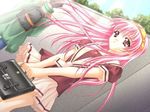  briefcase hair_ribbon pink_eyes pink_hair ribbon school_uniform schoolgirl uniform 