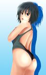  amagami ass black_hair competition_swimsuit face kishida-shiki nanasaki_ai one-piece_swimsuit short_hair solo swimsuit 