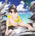  bikini black_eyes black_hair breasts cameltoe i''s large_breasts micro_bikini norita_(pixiv) ocean solo spread_legs swimsuit 