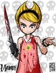  blonde_hair blood bracelet dress earrings j-e-m-g jewelry knife lowres mandy solo the_grim_adventures_of_billy_&amp;_mandy 