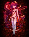  eyes full_body hairband heart komeiji_satori monster monster_girl navel non-web_source nude parody purple_eyes purple_hair red_background resident_evil shoes short_hair simple_background socks solo standing thighhighs third_eye touhou william_birkin wm12 