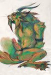  abstract_colors anthro bound charr claws fangs felid guild_wars horn male mammal multi_ear nipples nude pawpads penis penis_spines precum red_eyes simple_background solo toe_claws tusks video_games whiskers white_background wooy 