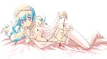  1girl blush bow chiaki_lsd choker cloud_hair flat_chest frills garter_belt hair_bow lingerie long_hair multicolored_hair nia_teppelin nipples panties side-tie_panties solo tengen_toppa_gurren_lagann thighhighs underwear 