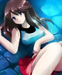  bad_id bad_pixiv_id bare_shoulders blue_(pokemon) blue_eyes blush breasts brown_hair covered_nipples floor large_breasts long_hair lying no_hat no_headwear on_back pleated_skirt pokemon pokemon_special shirt shirt_lift skirt solo tank_top taut_clothes taut_shirt tenko_(paradise) tiles wet wet_clothes wet_floor 