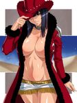  breasts choker cleavage hat kagami nico_robin no_bra one_piece open_clothes open_robe sexy 