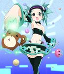 :&lt; =_= alternate_hair_length alternate_hairstyle aqua_hair armpits bandeau bear black_legwear blush breasts choker cleavage cosplay crossed_legs detached_sleeves digital_dissolve dissolving_clothes fingernails flat_chest hatsune_miku hatsune_miku_(cosplay) head_mounted_display highres long_fingernails maebari midriff nail_art nail_polish navel open_mouth outstretched_arm outstretched_hand personification pink_eyes reaching shade_(character) short_hair short_twintails skirt small_breasts solo spiked_hair standing strapless tattoo thigh_gap thighhighs tubetop twintails vocaloid wadapen zettai_ryouiki 