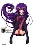  copyright_request elbow_gloves gloves highres kagura_takeshi long_hair purple_eyes purple_hair solo thighhighs 