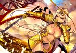  areola_slip areolae armor breasts cleavage gauntlets large_breasts long_hair navel original sayo_tanku solo sword weapon 