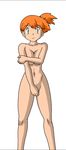  cleavage covering eye_contact kageta kasumi_(pokemon) naked orange_hair pokemon sexy small_waist tagme 