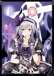  fingerless_gloves frills gloves hair_ribbon hexagram highres long_hair nail_polish original red_nails ribbon shino_(moment) silver_hair solo 