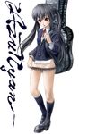  bad_id bad_pixiv_id black_hair brown_eyes commentary groin guitar_case highres instrument_case k-on! kneehighs long_hair miniskirt nakano_azusa no_panties school_uniform skirt socks solo sonobe twintails 